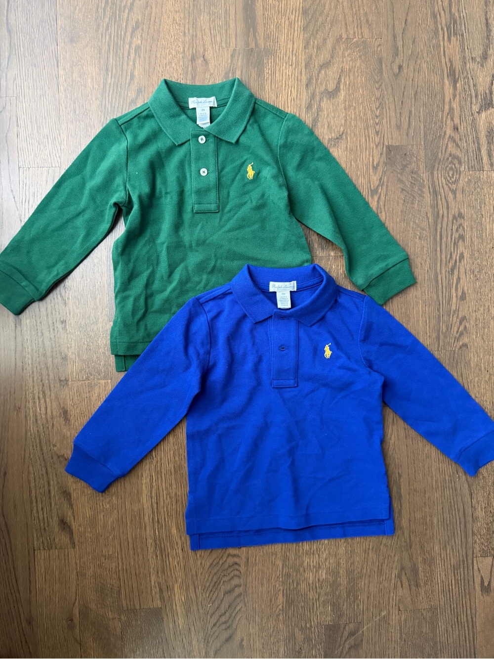Ralph Lauren Boys Long-Sleeve Polo Duo in Green & Royal Blue